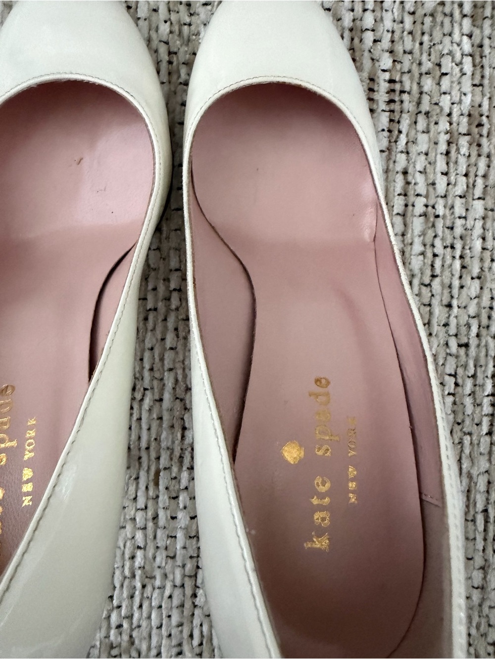 kate spade Cream Patent Leather Round-Toe Pumps with Pink Insole - Picture 4 of 6